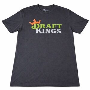 DRAFT KINGS Crew Neck Tee Shirt Men Small Black Subdued Logo Short Sleeve Cotton